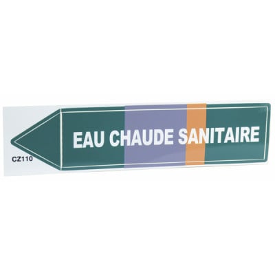 Étiquette souple adhésive eau chaude sanitaire (X 10) - DIFF